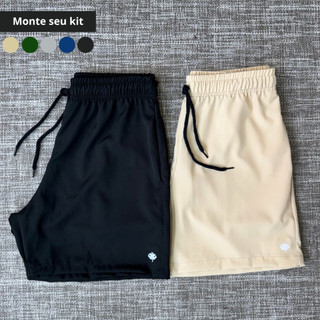Kit 2 Short Masculino Bermuda Microfibra Tactel Elastano Academia Treino Praia Corrida Homem