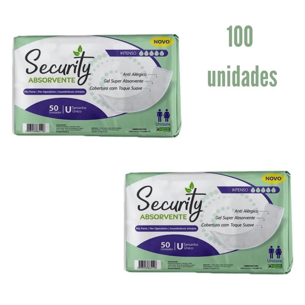 Kit 100 un Absorvente Geriátrico Security Para Adultos | Alta Absorção | Frete Rápido