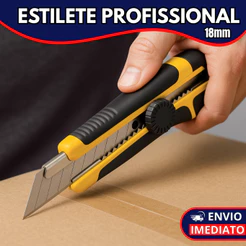 Kit Estilete Profissional Ergonômico 18mm Emborrachado Com Trava de Segurança + Lamina Segmentada