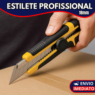 Kit Estilete Profissional Ergonômico 18mm Emborrachado Com Trava de Segurança + Lamina Segmentada