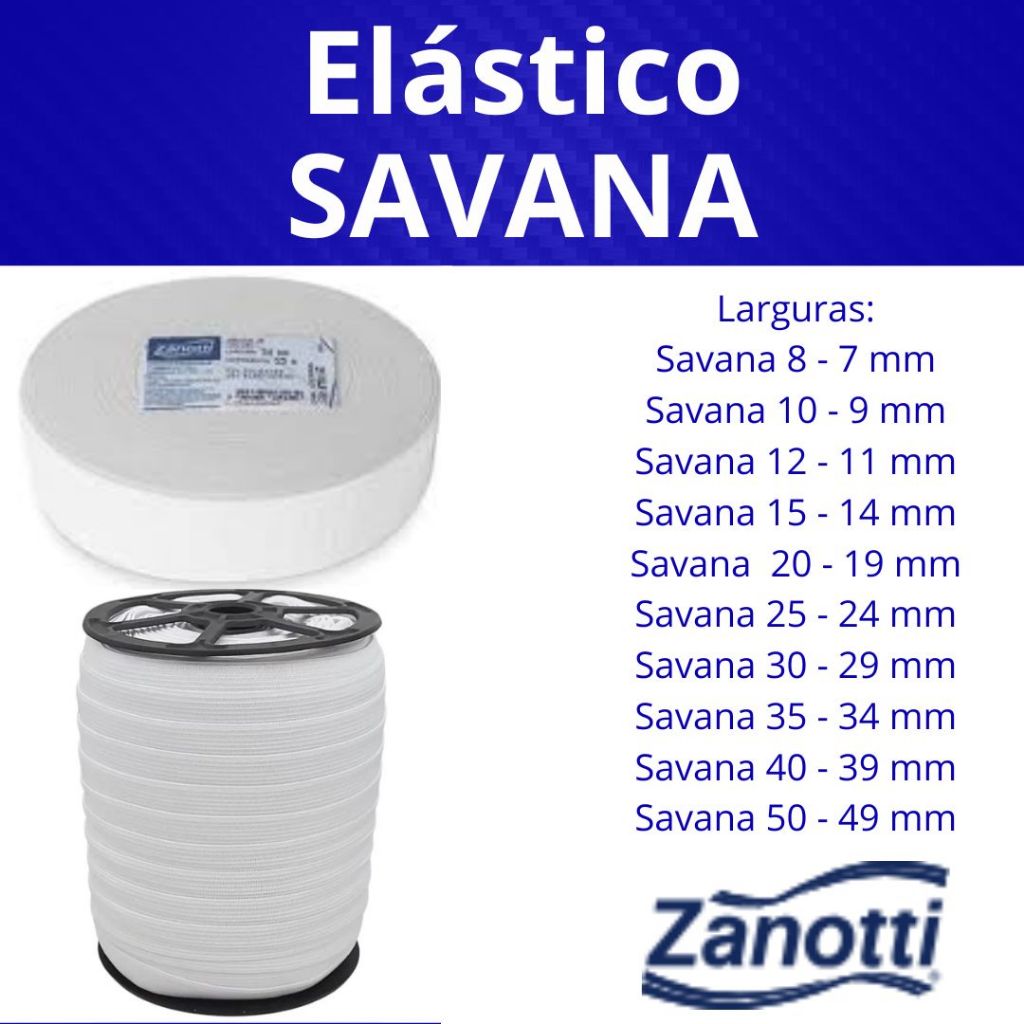 Elástico Zanotti SAVANA Branco (CRU) - 25 e 100 mts em Oferta na Shopee