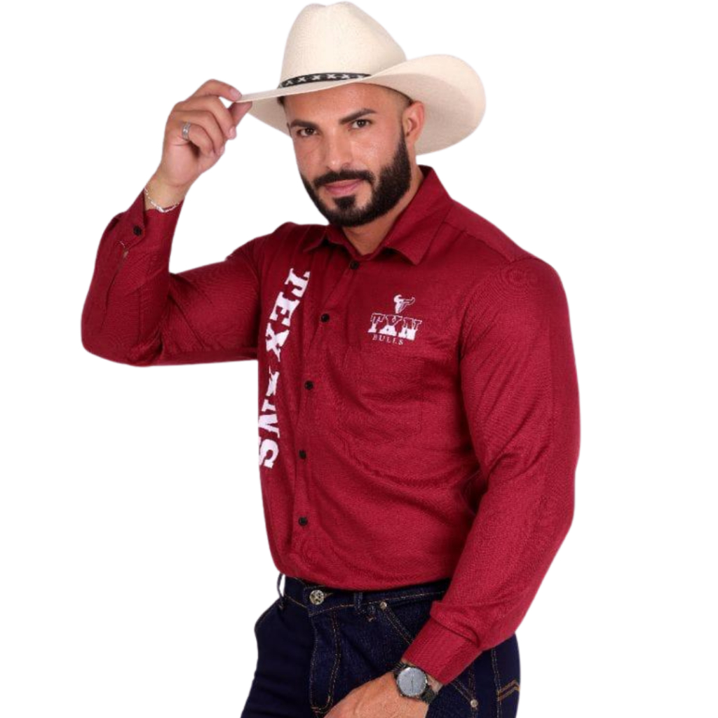 Camiseta Camisa Manga Longa Country Tecido Tricoline Misto Silk Em Policromia Estampa VARIADA