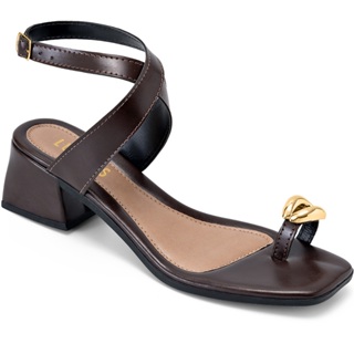Sandália Feminina Lumiss Salto Baixo Bloco Confortável Bico Quadrado Enfeite Metalizado em Oferta na Shopee