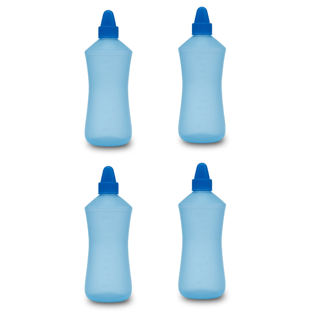 Garrafinha Para Lavagem Nasal Higienização Do Nariz Para Adultos E Infantil Frascos 250ml Com Cânula Kit Com 4 Unidades