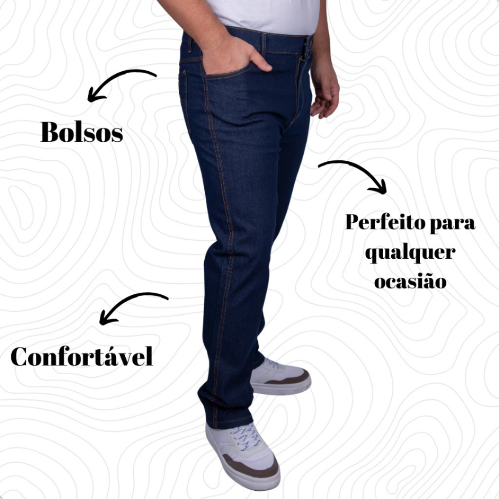 Calça Jeans Masculina para Trabalho com Lycra Modelo Premium Preta Azul Escuro Ajuste Perfeito