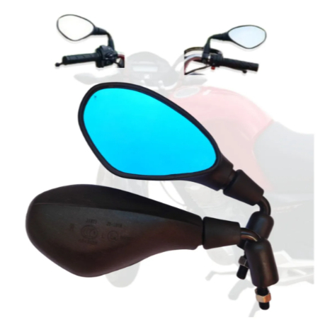 RETROVISOR BMW 90° HASTE CURTA LENTE AZUL CONVEXA + MANOPLA TITAN CG CARGO 2016-2022 C/ROLDANA PAR