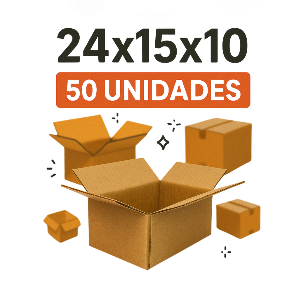 50 caixas de papelão 24x15x10 maleta correios envios direto da fabrica reforçada premiun em Oferta na Shopee