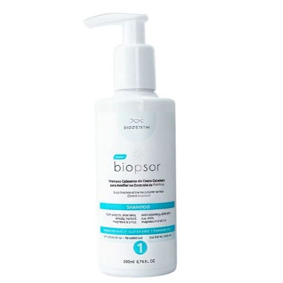 Biopsor Tratamento da Psoríase Shampoo 200ml - Alta hidratação diminuição irritação e inflamação - Vegano da Biozenthi em Oferta na Shopee