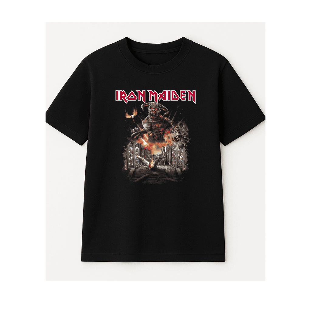 Camiseta Rock Vintage 100% Algodão – Modelo "Demon Iron M" | Edição Exclusiva Streetwear Unissex Casual