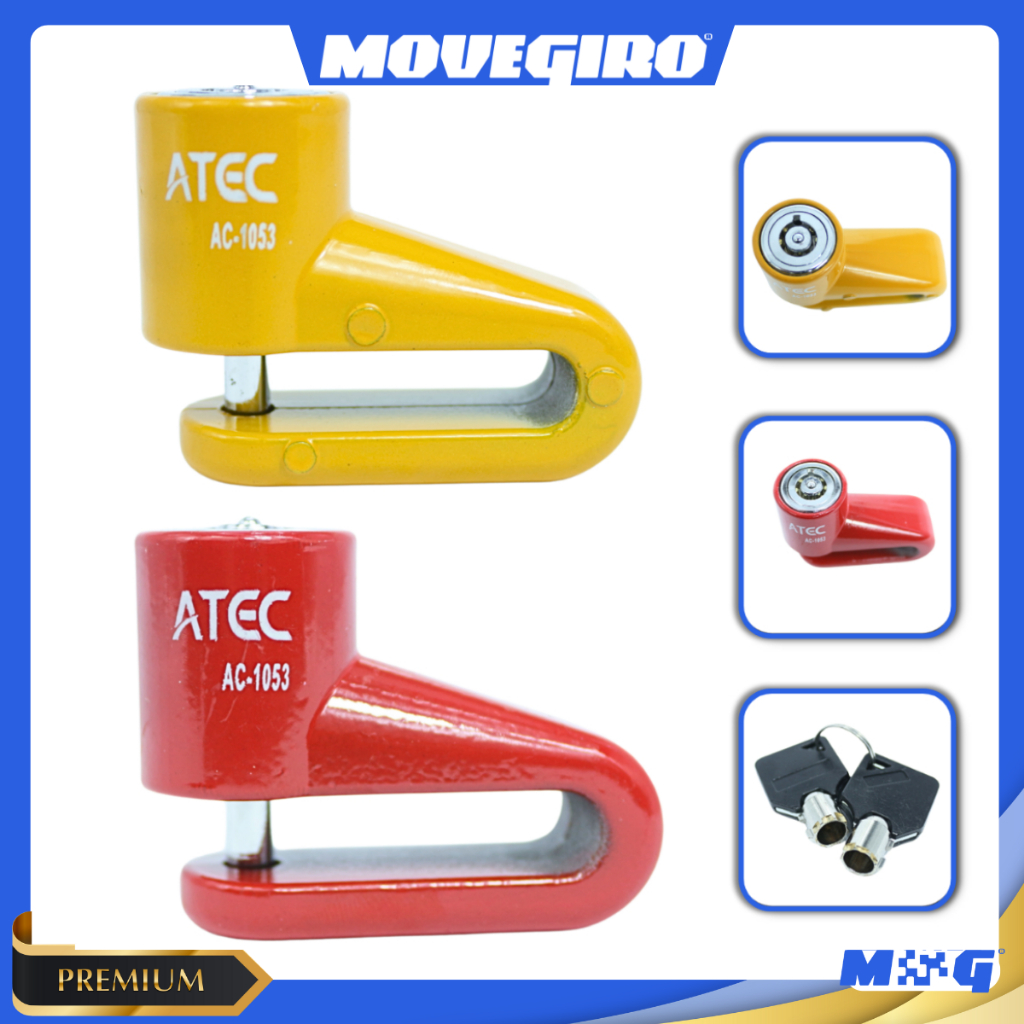 Trava De Freio Antifurto Moto Universal Cadeado Disco Segurança Para Moto Ou Bicicleta Atec c/ Chave