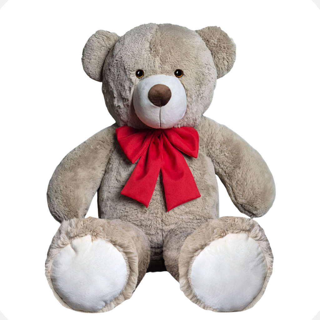 Ursinho De Pelúcia Teddy Com Laço Antialérgico Macio 50cm