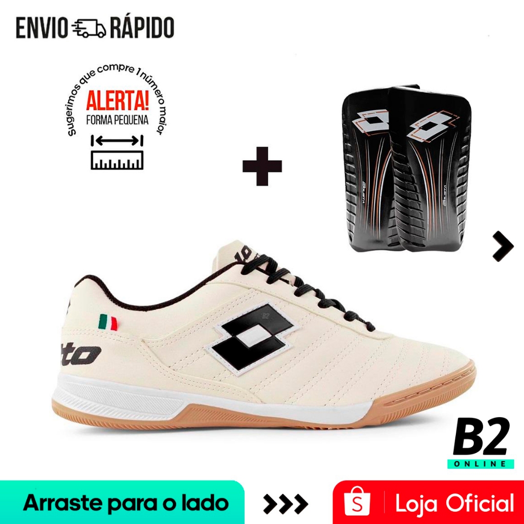 Chuteira Futsal Lotto Stadio Classic B700 Masculina + Caneleira Original com Nota Fiscal e Garantia em Oferta na Shopee