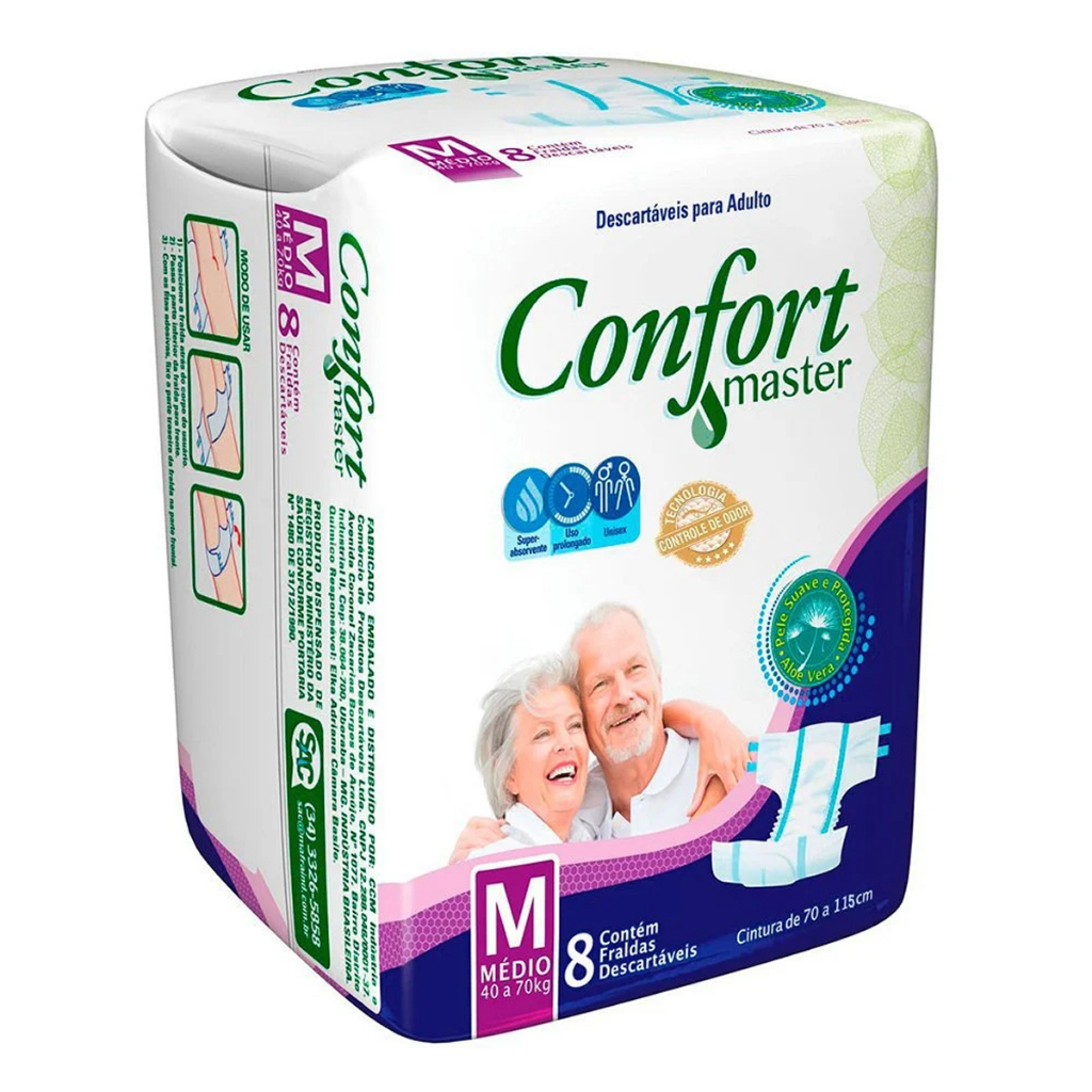 Fralda Geriatrica Confort Master M com 8 Unidades em Oferta na Shopee