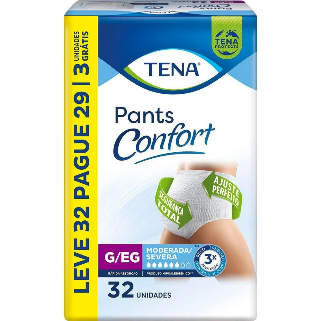 Roupa Íntima Tena Pants Confort G/EG Leve 32 Pague 29