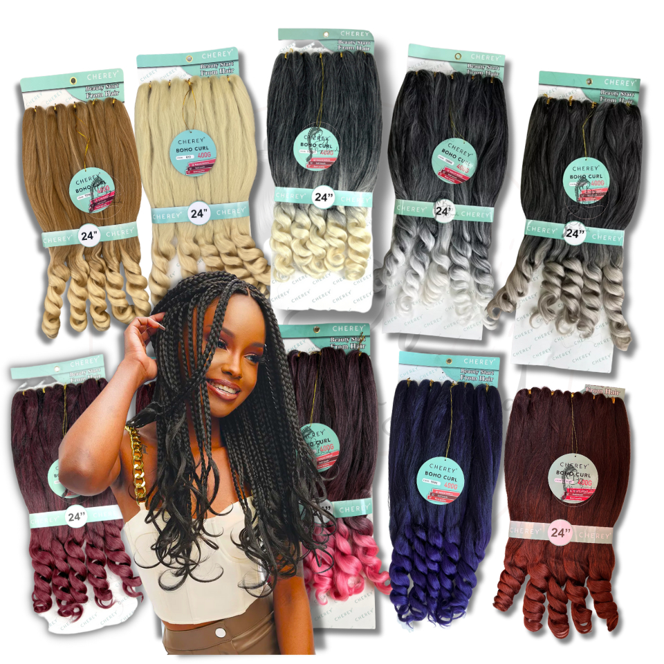 Jumbo Boho Curl Vermelho #T1B/RED Fibra Premium Braids 400gr - Cherey,