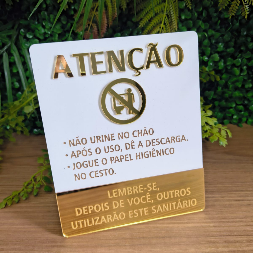 Placa de Sinalização interna Regras de Banheiro 14x18 cm