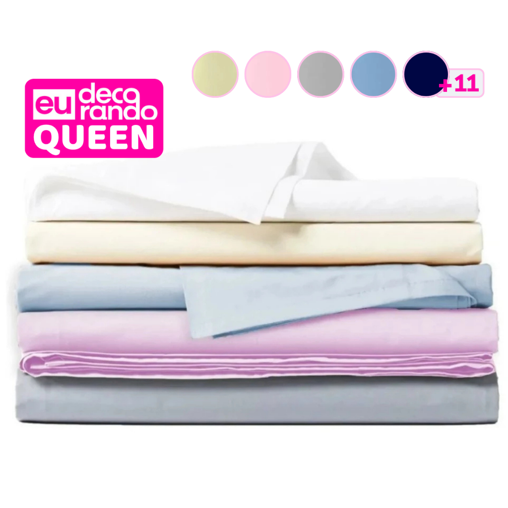 Lençol Queen 400 Fios Aveludado Sem Elástico Avulso Muitas Cores Lindas em Oferta na Shopee