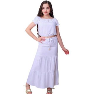 Roupa Infantil Menina com Blusa Ciganinha e Saia Longa amarelo moda blogueira super estiloso  blackfriday* em Oferta na Shopee