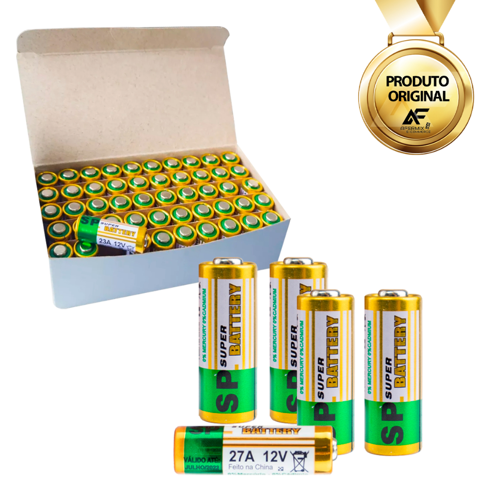 Kit 5 Bateria A23 Palito 12V Super Power Controle Alarme