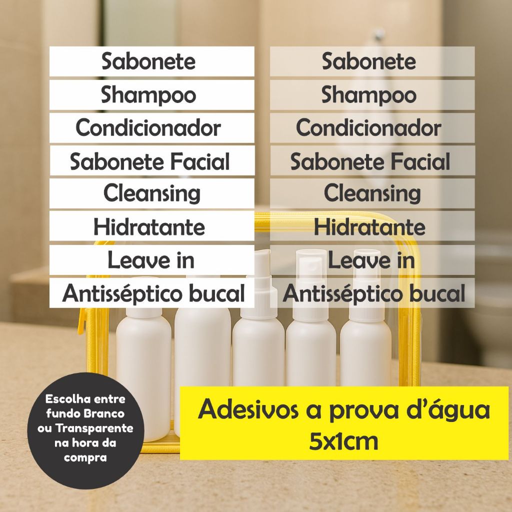 Adesivos 5x1cm Sabonete, Shampoo, Condicionador e Mais – À Prova d’Água, Para Organizar ou Presentear em Oferta na Shopee