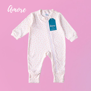 Macacão de Bebê Amore Vira Pé Flor Com Zíper 100% Algodão em Oferta na Shopee