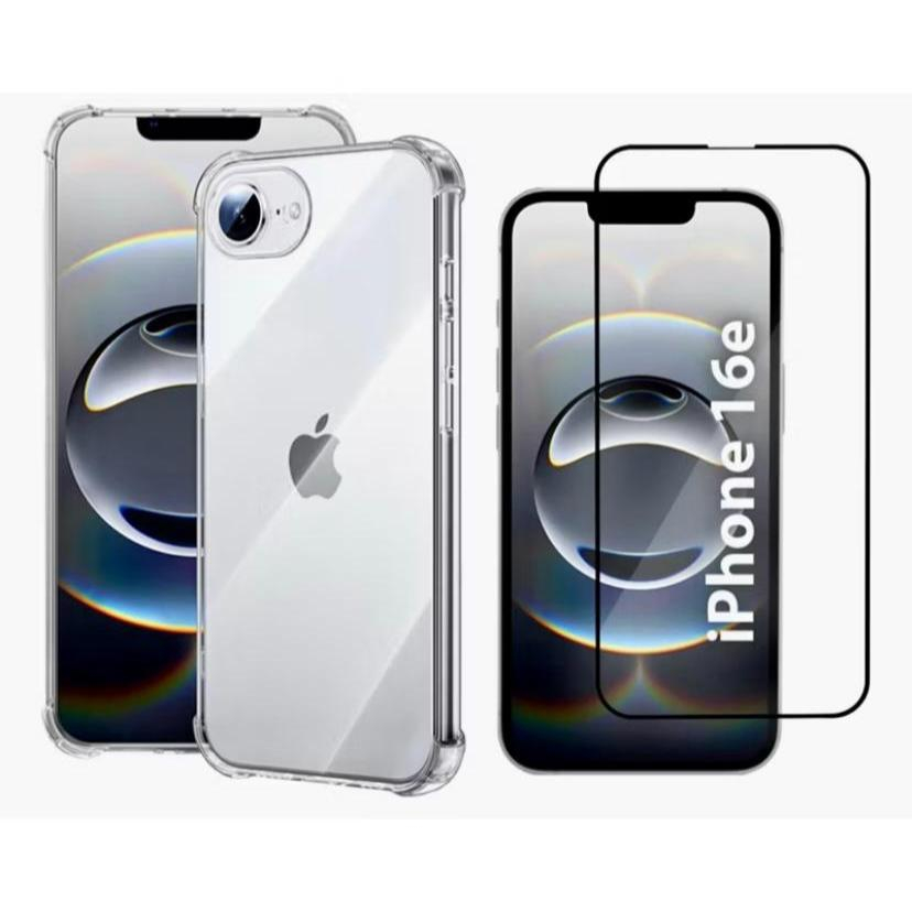 Capa Capinha + Película 3D para Iphone 16e Anti Impacto Kit 16e Capa Transparente Anti Impacto