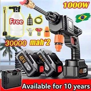 Lavadora de Alta Pressão Sem Fio Portátil Recarregável Carros e Jardins Pistola Lavajato Residêncial Bivolt em Oferta na Shopee