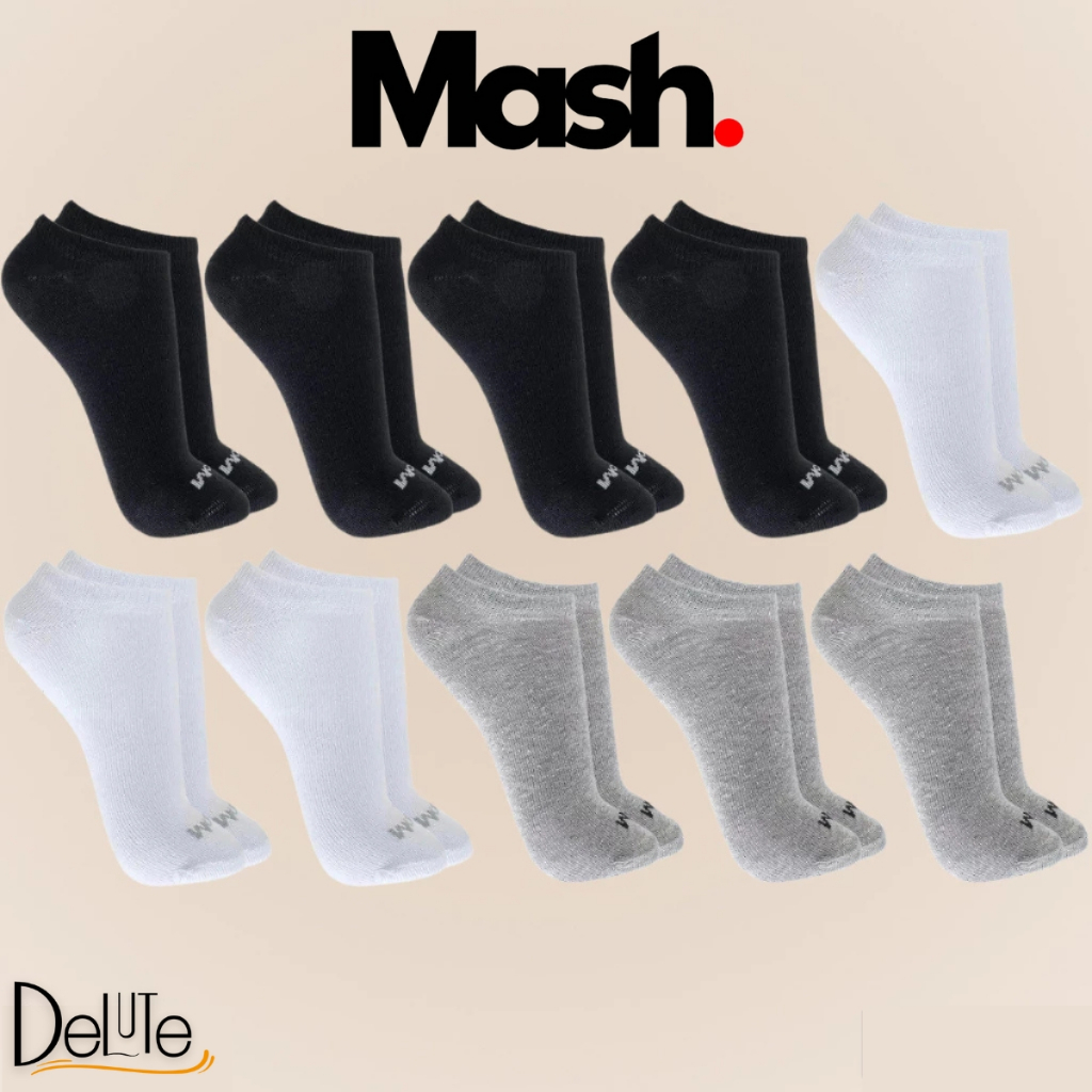 Kit Com 10 Pares De Meias Soquete Sapatinha Mash Feminina E Masculina Unissex Cores Básicas