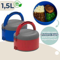 Marmita Térmica Plus 1,5L Com Divisória Dupla e Alça Compacta Soprano