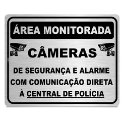Placa de Área Monitorada Segurança Câmeras Sinalização Segurança