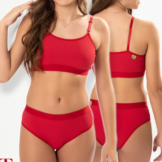 Kit 2 Conjunto Menina Moça Calcinha e Sutiã sem bojo Juvenil 8-12 anos Canelado Lingerie Feminina em Oferta na Shopee