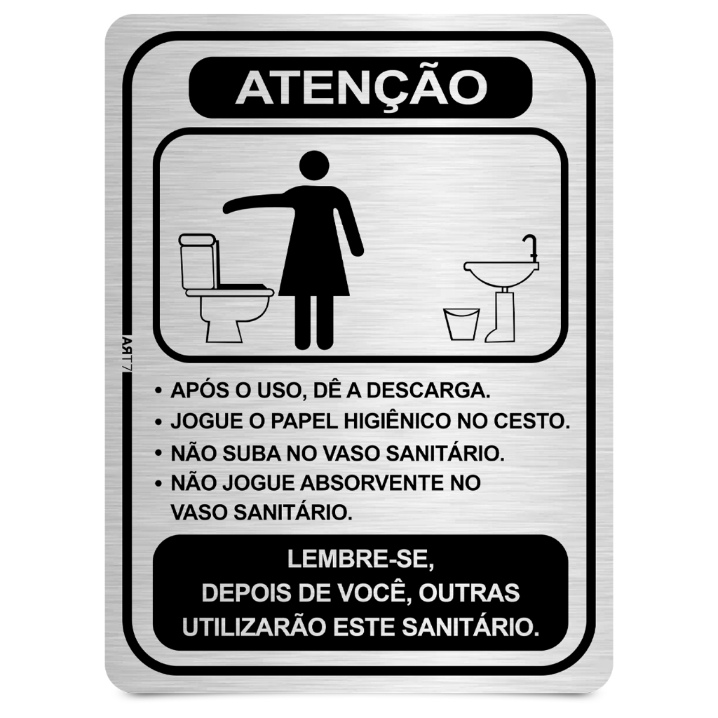 Placa de Aviso Sanitário Atenção e Boas Práticas de Uso Regras de Uso Identificação Banheiro