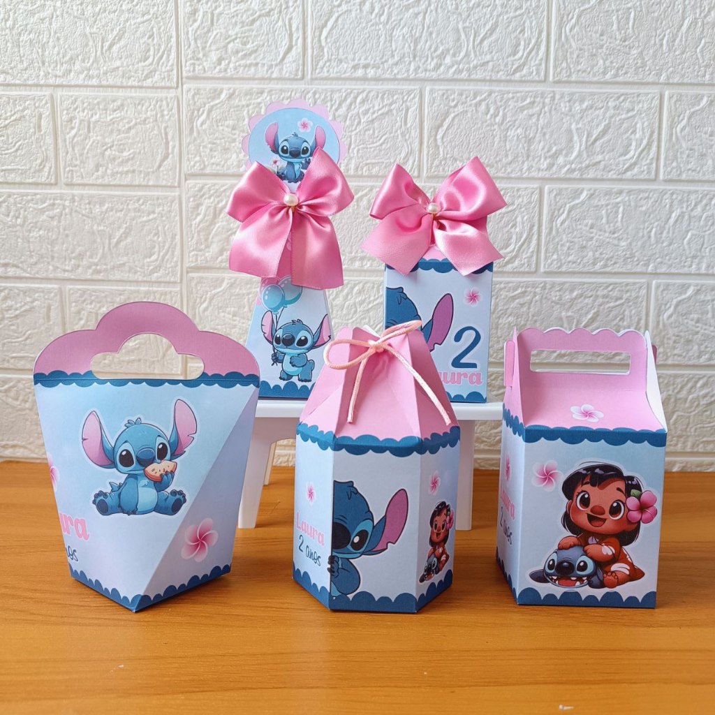 Kit Personalizados Stitch (Pegue e monte) Lembrancinhas Caixinhas para Festa Infantil Aniversário