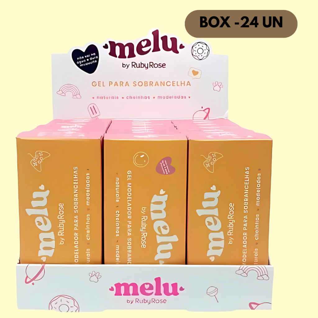 Gel Modelador para Sobrancelhas -Melu Ruby Rose - BOX 24 UNIDADES - MAQUIAGEM ATACADO