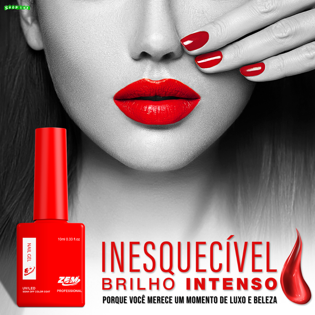 Kit 3 Esmalte Gel Led Uv Zem Ou XD Nail Gel Soak Off Color Coat 10ml Uv/Led Cores Novas Vivas E Vibrantes