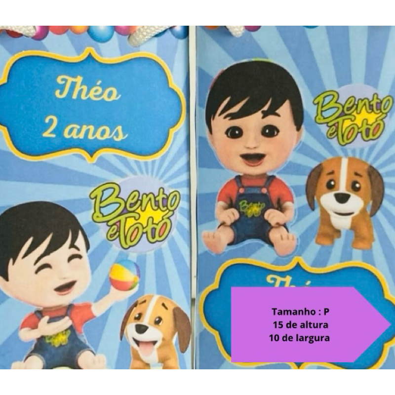 Sacolinha personalizada festa - lembrancinha Bento totó - Todos os temas para festa -pegue e monte