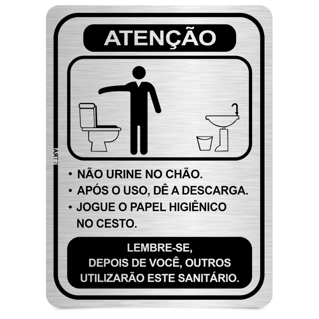 Placa de Aviso Sanitário Banheiro Higienização Masculino Regras de Uso