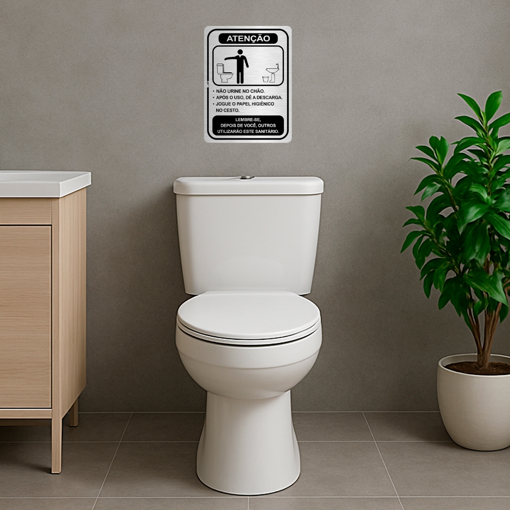 Placa de Aviso Sanitário Banheiro Higienização Masculino Regras de Uso · foto 2