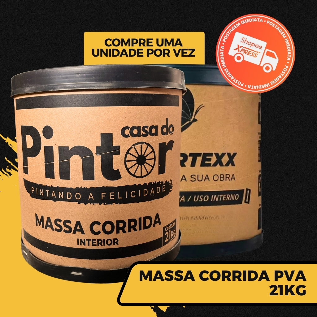 Massa Corrida Premium Pva 21kg Acabamento Nivelador Fácil Aplicação Colortexx/Imperio branca parede em Oferta na Shopee