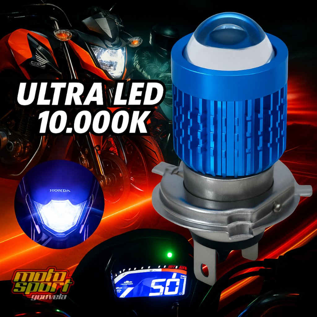 Lâmpada Farol Moto H4 10.000K Bombillo Ultra Led Stallion Super Branca Stallion STG 301 em Oferta na Shopee