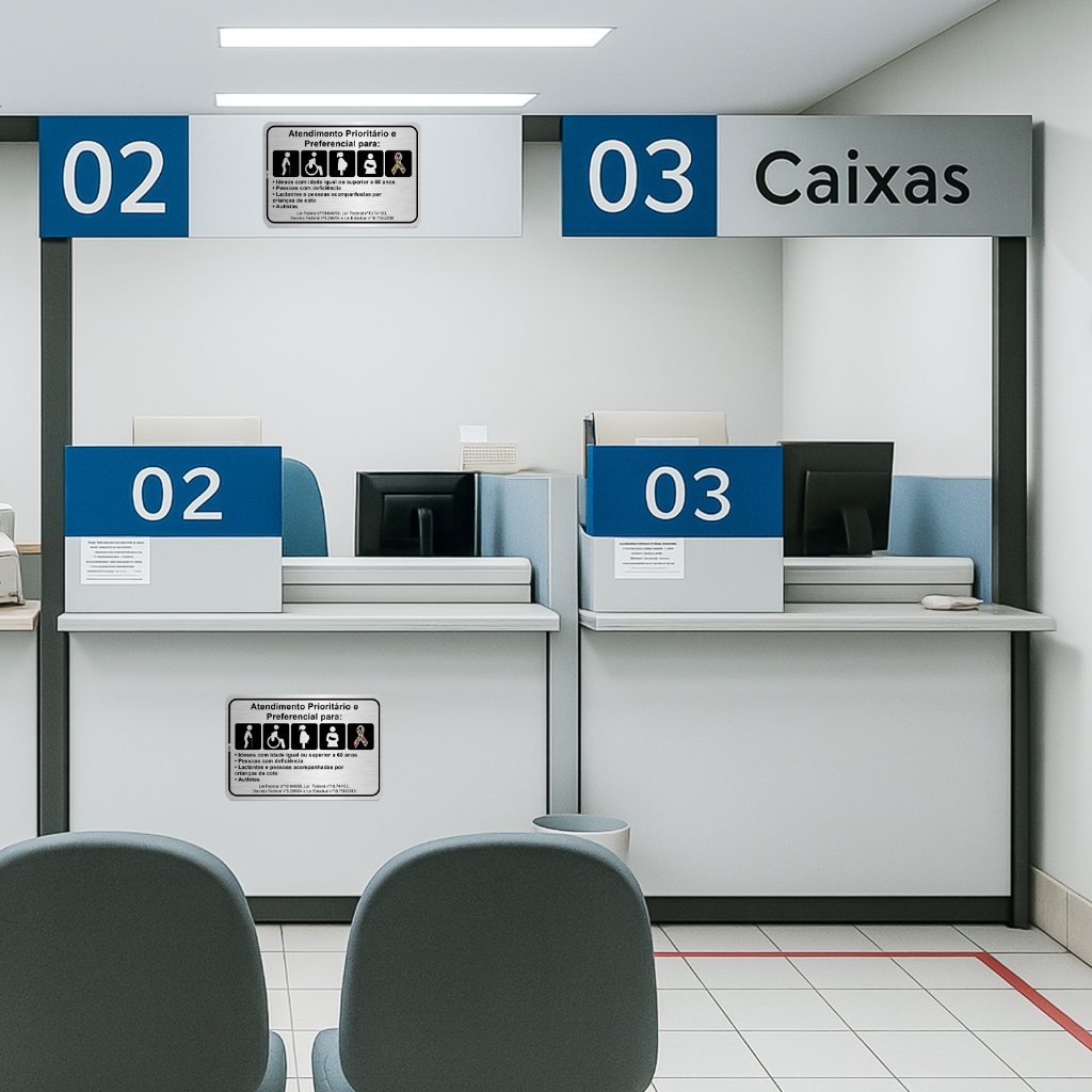 Placa Atendimento Prioritário e Preferencial Sinalização Aviso Idosos Lactantes · foto 2