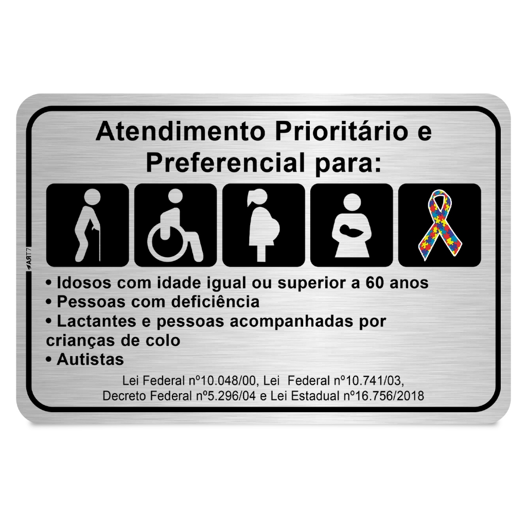 Placa Atendimento Prioritário e Preferencial Sinalização Aviso Idosos Lactantes