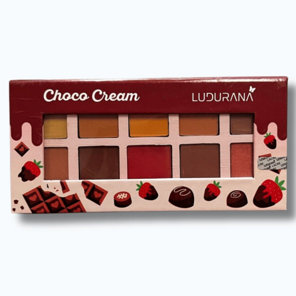 Paleta de Sombras Ludurana Choco Cream 10 Cores Alta Pigmentação