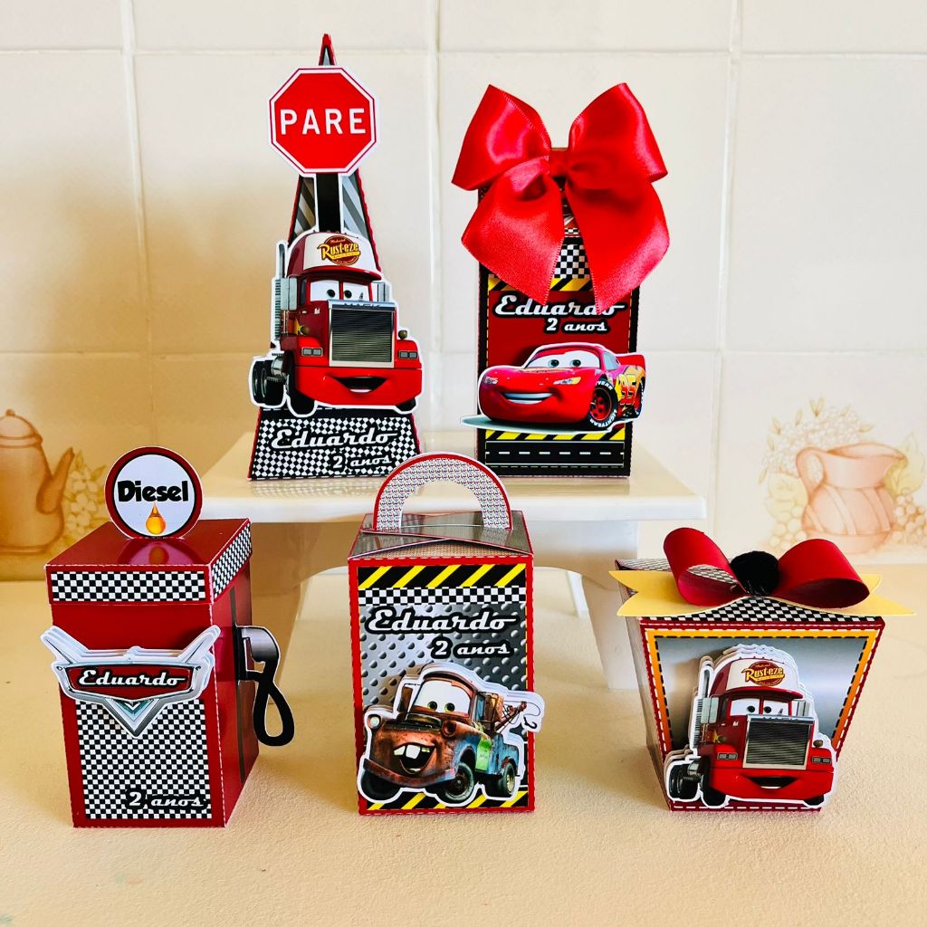 Kit Festa - Lembrancinhas Personalizadas Relâmpago McQueen - Caixinha Personalizada - Papelaria Personalizada