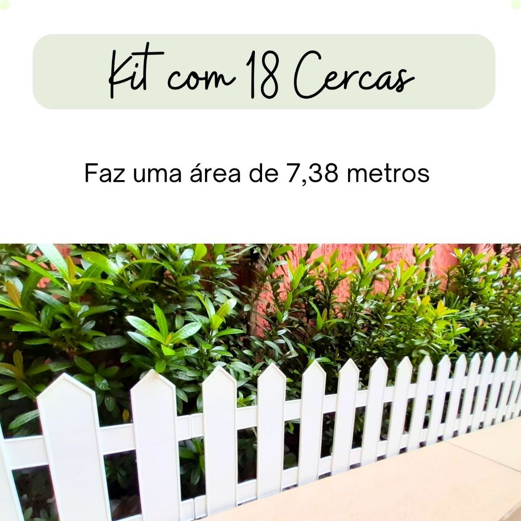 Kit com 18 Cercas Plásticas de Jardim Branca - Modelo Inglês.
