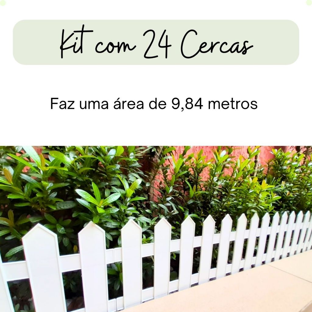 Kit com 24 Cercas Plásticas de Jardim Branca - Modelo Inglês. em Oferta na Shopee