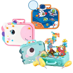 Kit de Ferramentas Infantil Brinquedo Montagem Parafusos, Furadeira Elétrica Pilha Crianças