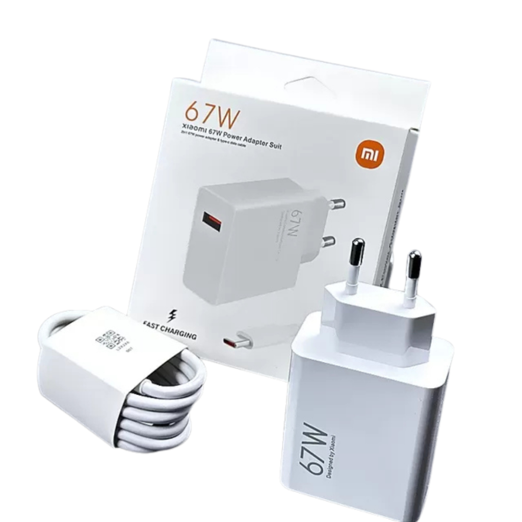 Turbo Carregador Xiaomi 67W de Parede + Cabo Tipo-C | Carga Ultra Rápida, Ideal