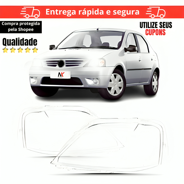 lente Farol  Logan 2007 2008 2009 2010 2011 Lentes Novo Não Amarela em Oferta na Shopee
