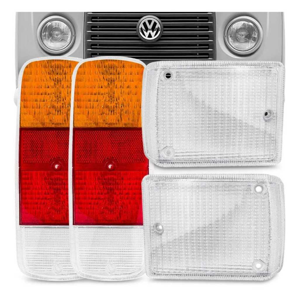 Kit Lentes Lanterna Traseira é Dianteira Kombi Tricolor(4 Peças)